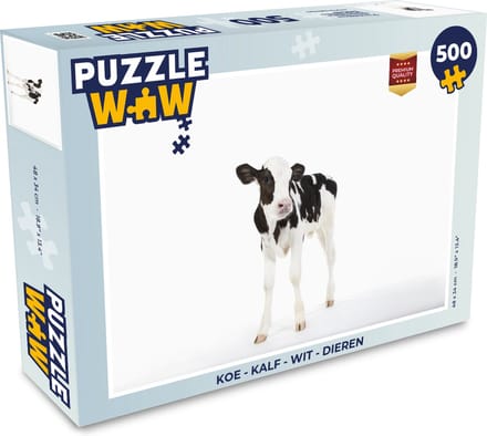 Puzzel Koe - Kalf - Wit - Dieren - Legpuzzel - Puzzel 500 stukjes