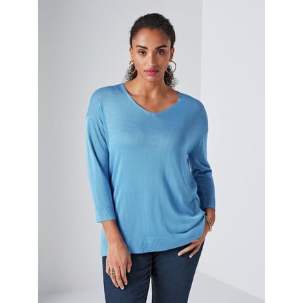 Trui V-hals Van Emilia Lay blauw