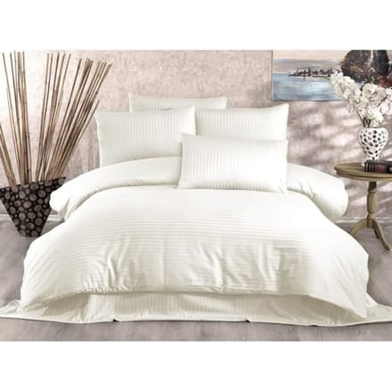 Beddengoedset - 1 dekbedovertrek 220 x 240 cm + 2 kussenslopen 60 x 60 cm - 80% katoen, 20% polyester - Crème