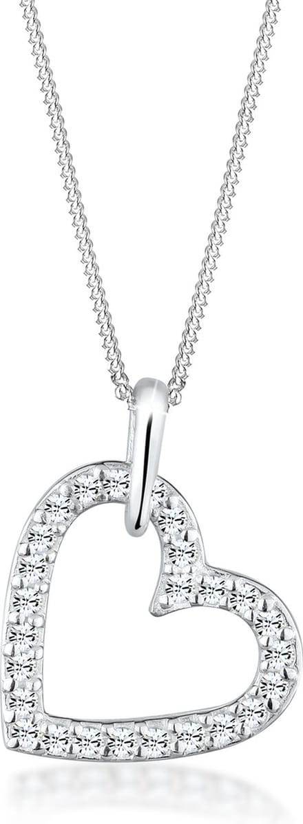 Elli Halsketting Ketting Hartje met Steentjes 925 Sterling zilver