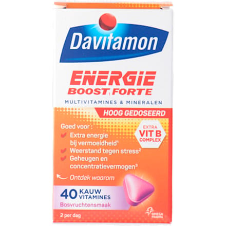 Davitamon Energie Boost Forte - multivitamine - bosvruchten - 40 tabletten