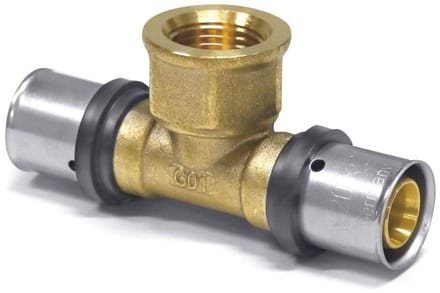 Persfitting T-stuk 32 x 3 - 3/4" IG - 32 x 3