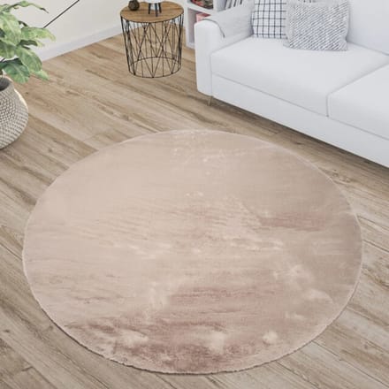 Muratap Paradise fluffy soft vloerkleed hoogpolig effen tapijt wit- 120 cm rond