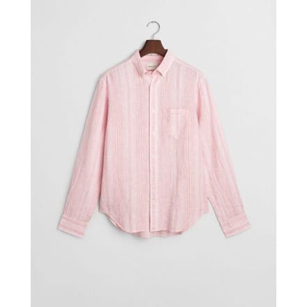 Gant Overhemd Linnen Multi Stripe Button-Down Geranium Pink / male