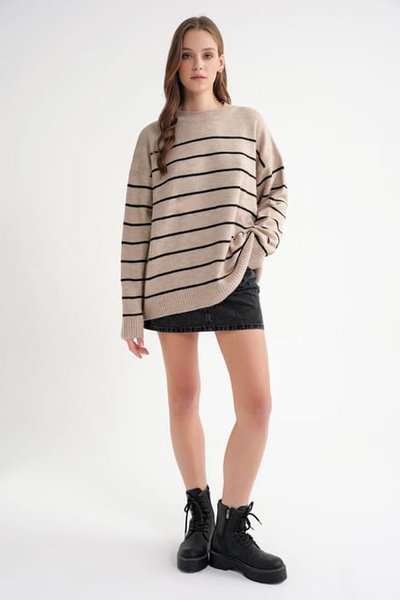 Gestreepte Crewneck Relaxed Breipullover