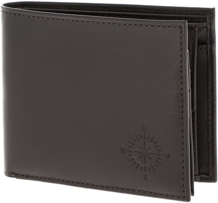 oxmox Leren portemonnee Leather RFID Protect Querscheinbörse Windrose 2.0 Embossed Brown donkerbruin
