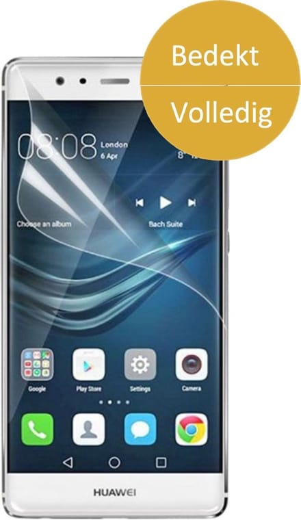 Screenprotector geschikt voor Huawei P9 - Glas PET Folie Screenprotector Transparant 0.2mm 9H (Full Screen Protector)