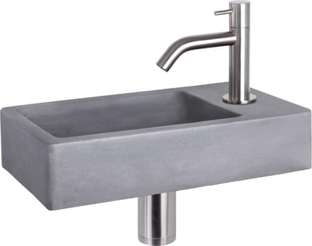 Differnz Force Fonteinset - Beton donkergrijs - Kraan gebogen mat chroom - 40 x 22 x 8 cm