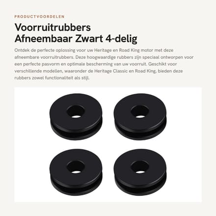 Dailygoods- Voorruitrubbers 4-delig - Afneembaar - Zwart - POM - 25 x 7,5 x 8,5 mm - Compatibel met Heritage/Road King - Rubberafdichting