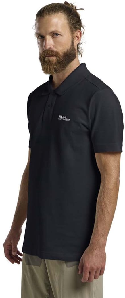Jack Wolfskin Essential Korte Mouw Poloshirt Blauw,Zwart M Man