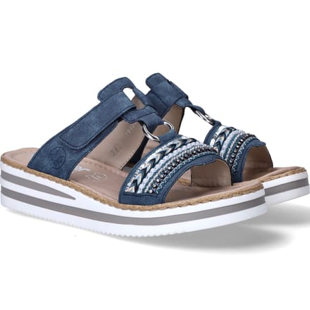 Rieker -Dames - blauw - slippers & muiltjes - maat 37