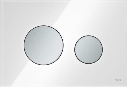 Tece Loop bedieningsplaat voor duospoeltechniek glas wit toetsen mat chroom