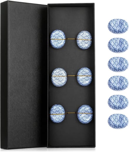 Keramische eetstokjeshouders - 6 stuks met geschenkdoos