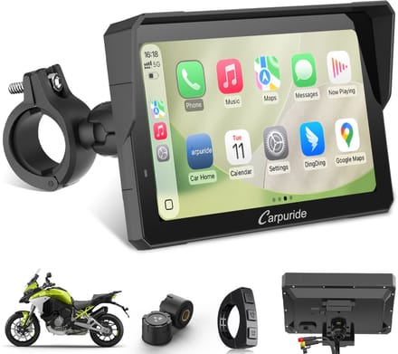 CARPURIDE W702SPro +TPMS - Motorfiets Carplay-scherm - Plug-and-play BM05-beugel - bedrade controller - CarPlay en Android Auto