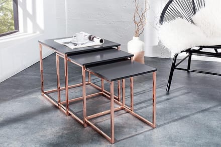 Design bijzettafel set van 3 ELEMENTS 40cm antraciet koper