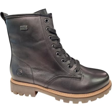 Remonte Zwarte Leren Dames Veterboots - Zwart - 41