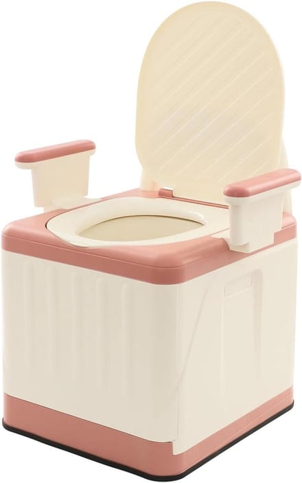 Draagbaar Toilet - Kampeer WC - Buiten Activiteiten - Inklapbaar Ontwerp - 150 kg Belasting - Roze Beige