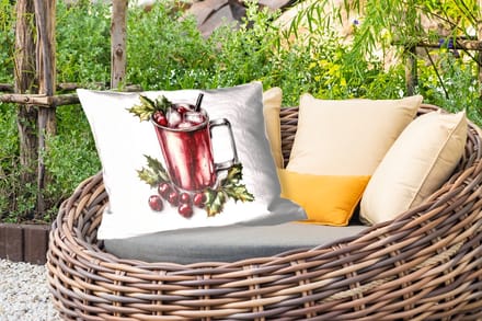 Buitenkussens - Drank - Winter - Cocktail - Rood - 60x40 cm - Weerbestendig
