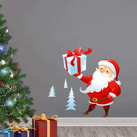 Kerststicker: Kerstman uit Lapland - Kerststickers - feestversiering - 105x90cm