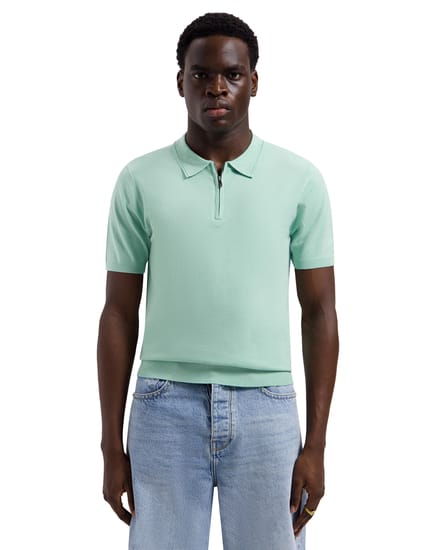 Pure Path Knitted Half-Zip Polo Faded Mint (26010810 - 14)