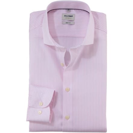 OLYMP Overhemd Level 5 Luxury Stripe Roze - Maat 37 - Heren - Overhemden Formeel