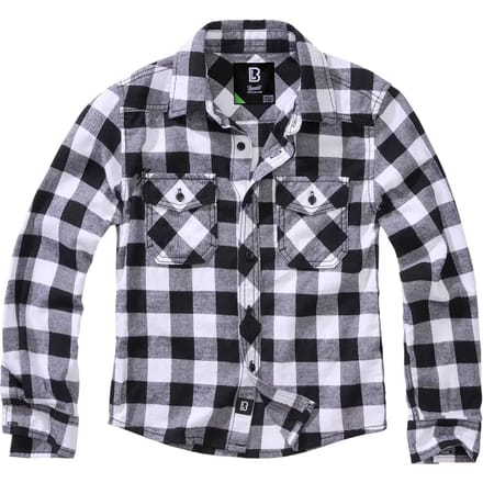 Brandit - Checkshirt Kinder Longsleeve shirt - Kids 170/176 - Wit/Zwart