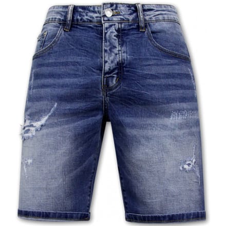 Stretch Korte Broek Heren - Denim Short - Blauw
