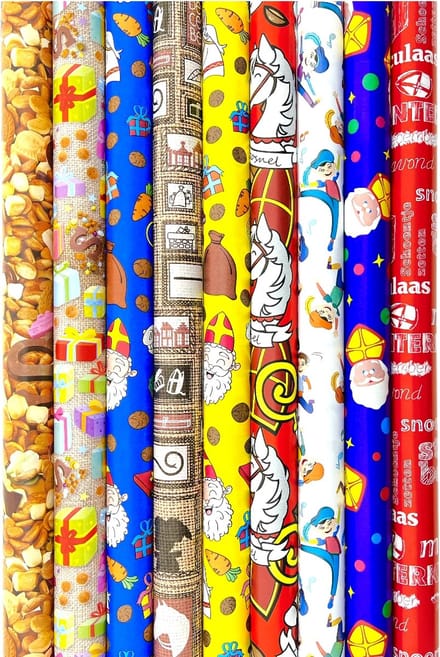 Sinterklaaspapier Cadeaupapier Inpakpapier - 300 x 70 cm - 6 rollen