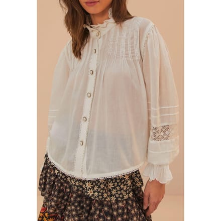 FARM Rio Off-white Long Sleeve Blouse Größe: XL | Longsleeves Outlet | Damen | Weiß
