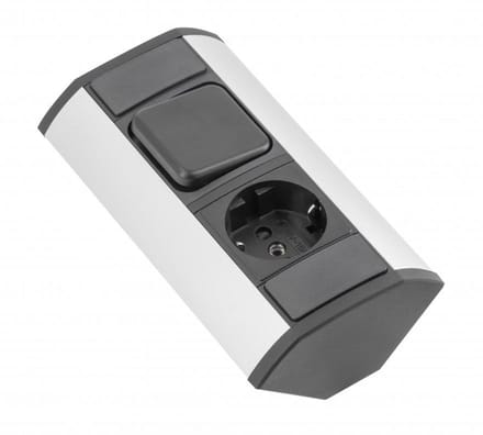Compact Hoekstopcontact met Schakelaar voor Bureau - 230V, 16A, Geaard