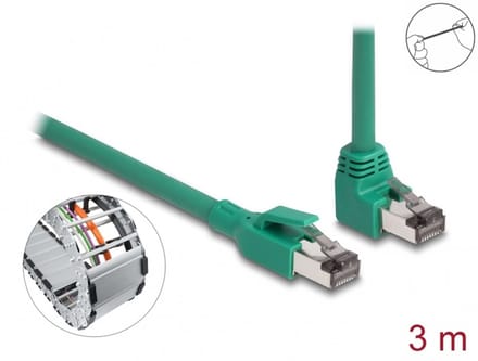 Delock RJ45 Network Cable PROFINET SF/UTP 90° angled 3 m green
