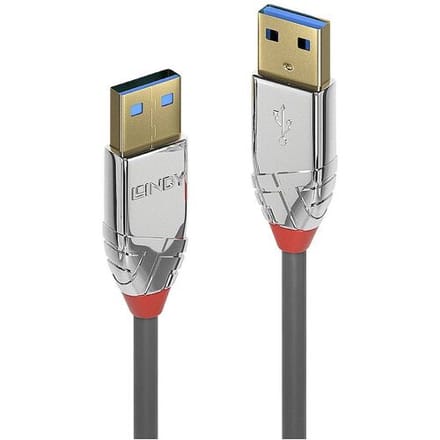 LINDY 36625 USB-kabel USB 3.2 Gen1 USB-A stekker, USB-A stekker 0.50 m Grijs Afgeschermd (drievoudig)
