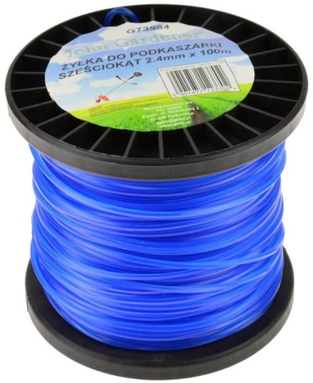 John Gardener Nylon maaidraad - Hexagonaal - 2.4mm dikte - 10m lengte - Blauw