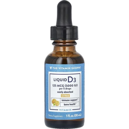 The Vitamin Shoppe, Vloeibare Vitamine D3, Citrus, 125 mcg (5.000 IE), 30 ml (1 fl oz)