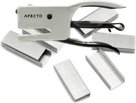 Afecto mini nietmachine met 1000 nietjes - wit - metaal -