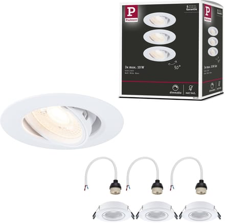 Inbouwlamp Set van 3 zwenkbaar rond 90 mm 30° GU10 max. 3x10W 230V dimbaar Wit