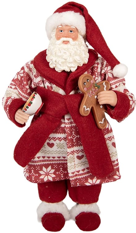 Clayre & Eef Kerstdecoratie Beeld Kerstman 15x11x28 cm Rood Kunststof