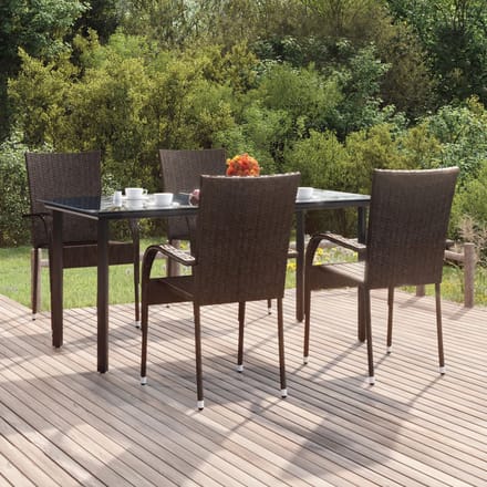 vidaXL - 5-delige - Tuinset - poly - rattan - bruin