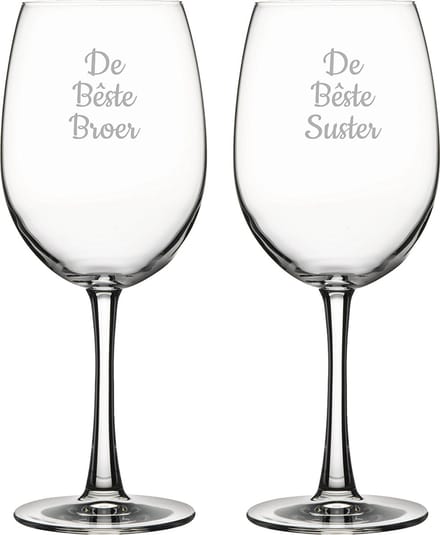 Gegraveerde Rode wijnglas 46cl De Bêste Broer- De Bêste Suster