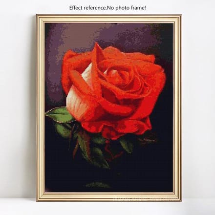 Peinture de diamant à faire soi-même, broderie complète de strass ronds, image de Rose, point de croix 20X30CM red