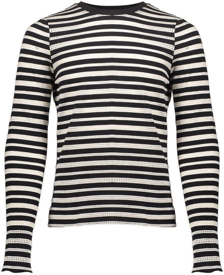 Geisha winter top meisjes - zwart/wit - ajour - longsleeve, gestreept