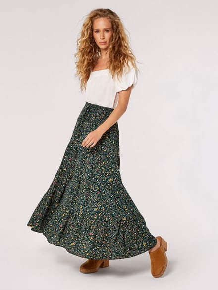 Maxirok met bloemenprint en lagen