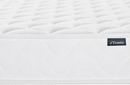 Vente-unique PELOPS by YSMÉE 140 x 190 cm witte bedbodem met opbergruimte + 15 cm dik traagschuimmatras