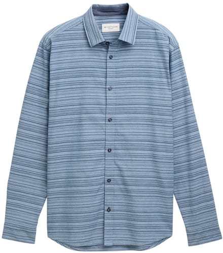 Tom Tailor - Regular fit overhemd met streeppatroon - Maat S - teal blue varied cross stripe