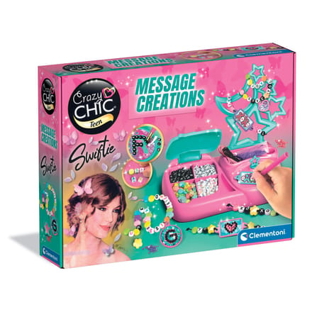 Coffret Bijoux Message Creations Swiftie - Clementoni - Perles, Strass & Cordons Élastiques - Bracelets et Colliers à Personnaliser