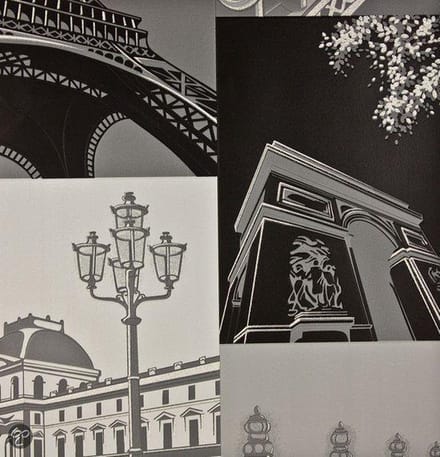 Dutch Wallcoverings Parijs - Zwart/zilver
