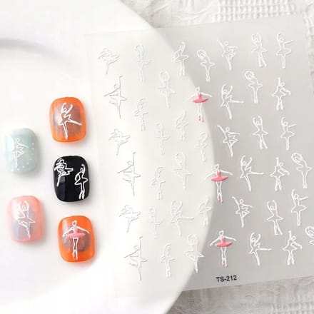 Frezarkowo TS-212 - Nagelstickers 3D - Baletdanseres - Zelfklevend - 1 Stuk