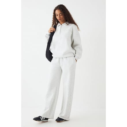 Dames DSGN Studio Geembosseerde Wijde Pijpen Jogger | Ash Grey | Maat: Large