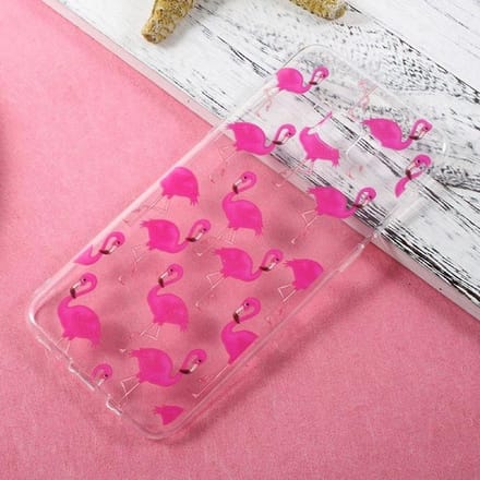 Shop4 - Samsung Galaxy S8 Plus Hoesje - Zachte Back Case Flamingo's Transparant