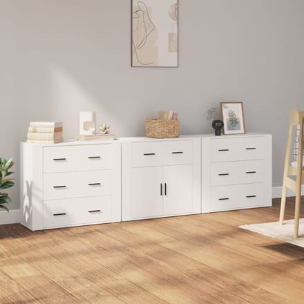 vidaXL - Dressoirs - 3 - st - bewerkt - hout - wit